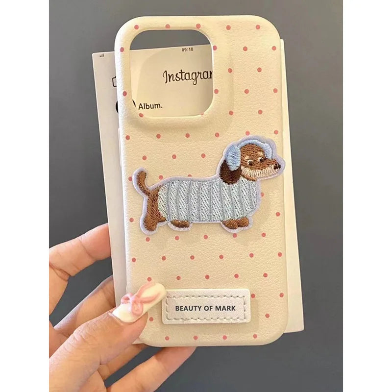 Bonita funda de teléfono de lunares esmerilados, bonita funda de dibujos animados para IPhone 15 13 14 11 12 16 17 Pro Max 7 8 Plus XR XS, cubierta anticaída