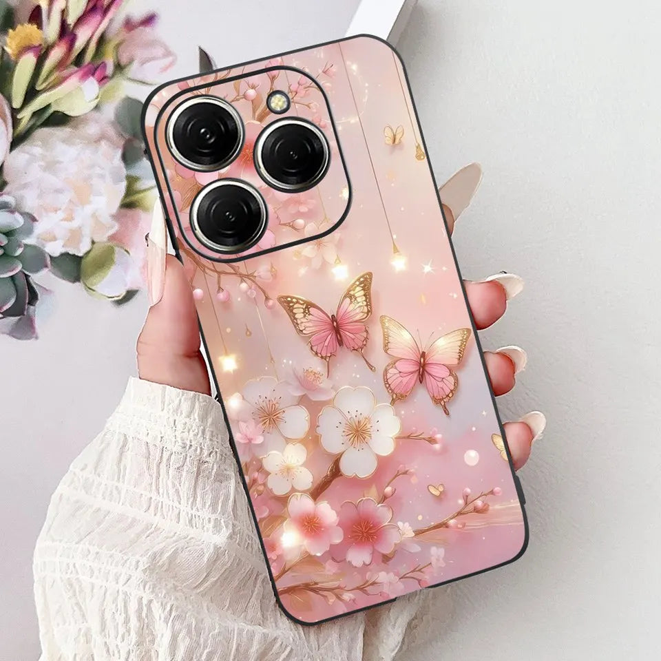 Para Tecno Spark 20c 20 Pro Plus Spark20 Pro Funda de teléfono Funda trasera de goma suave Mujer moda patrón de dibujos animados Funda de parachoques