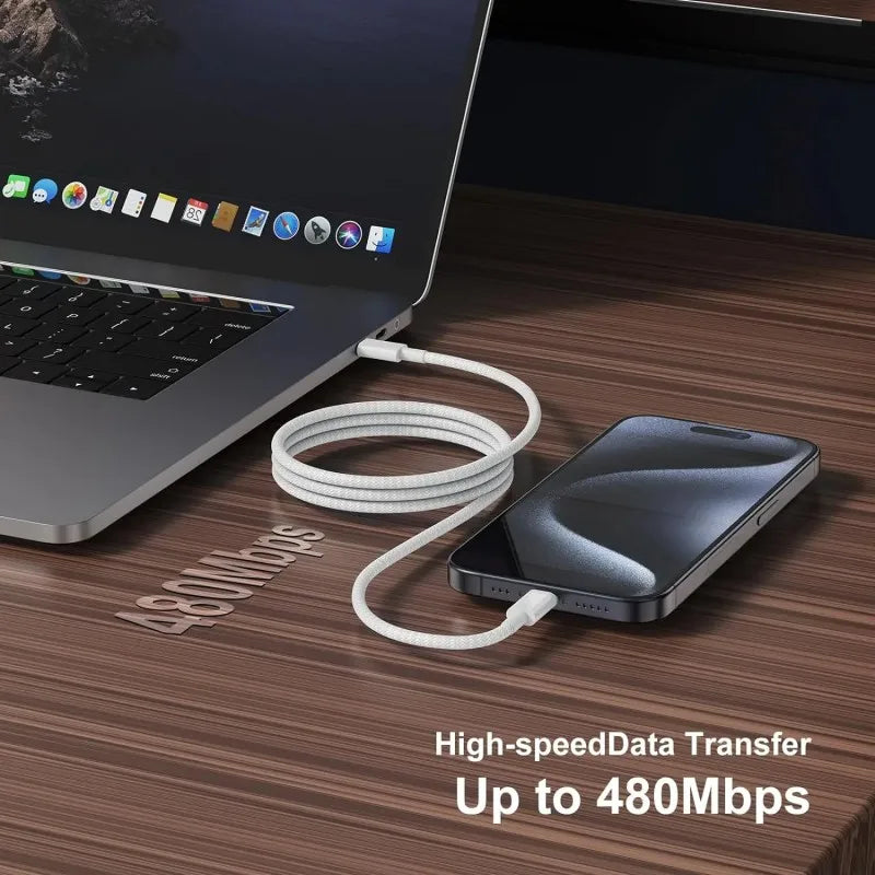 1-3 unidades de cable de carga rápida USB-C a USB-C PD de 120W para iPhone 17 Pro Max 16 15 Plus 14 13 12 11 X XS, carga rápida tipo C, 1M 2M