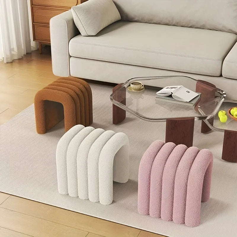 Taburete Moderno, Lujoso Reposapiés de Terciopelo y Banco de Maquillaje, Taburete Versátil para Decoración de Sala de Estar, Dormitorio y Pasillo