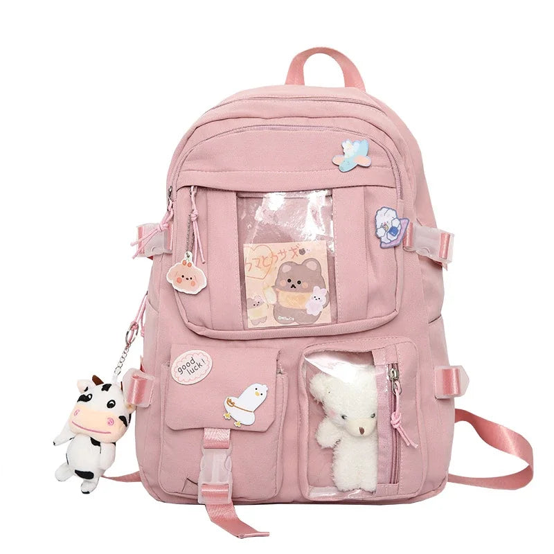 Bolsas populares de la mochila del estudiante de secundaria de las muchachas del color púrpura rosado sin ninguna versión accessoria
