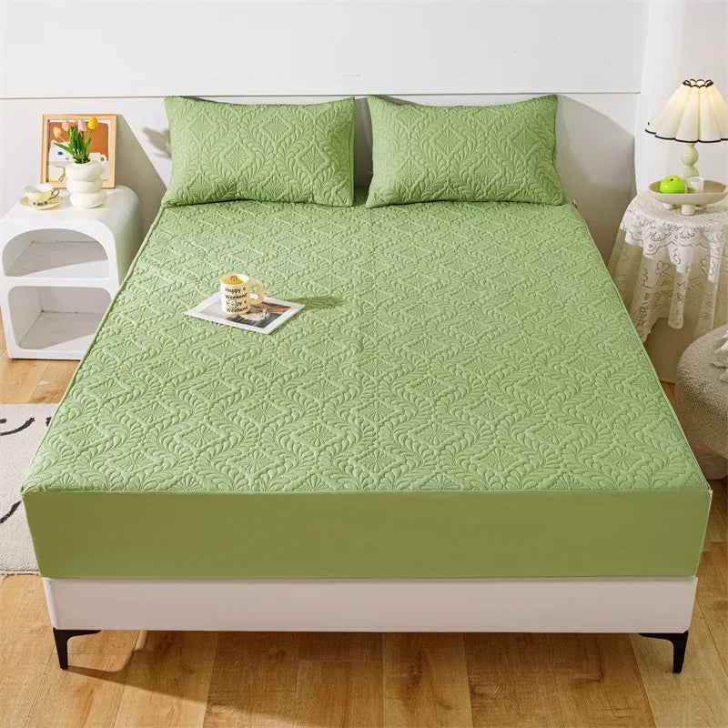 Protector de Colchón Acolchado Impermeable, Funda de Colchón Transpirable, Antiácaros, Antibacteriana, Sábana Ajustable, Sin Funda de Almohada