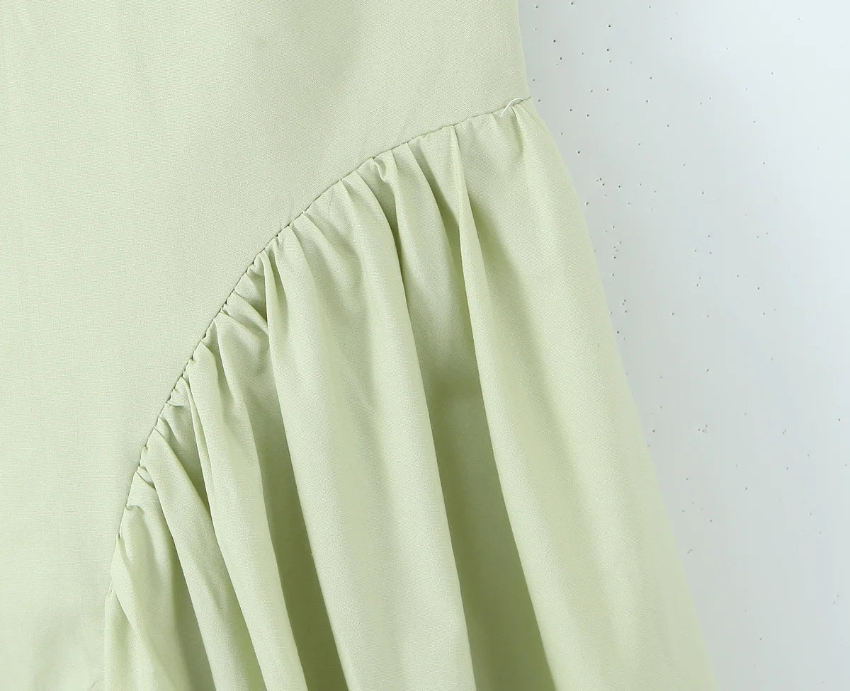 YENKYE-vestido Sexy con espalda descubierta para mujer, vestido verde elegante con cuello Halter, cintura baja, corte en A, Midi, vestidos de fiesta de noche de verano, bata de algodón