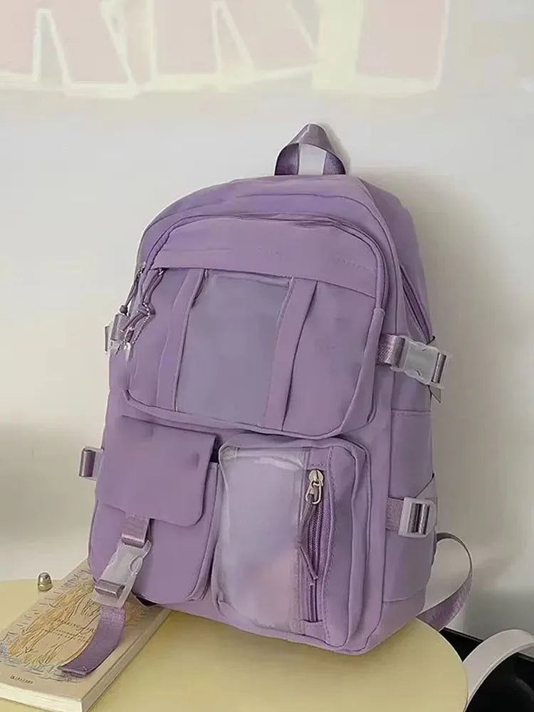 Bolsas populares de la mochila del estudiante de secundaria de las muchachas del color púrpura rosado sin ninguna versión accessoria