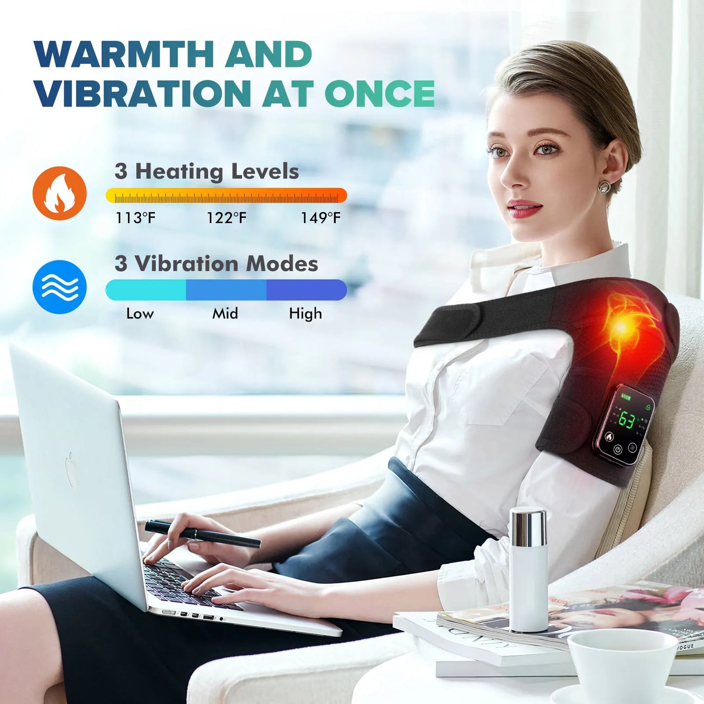 Masajeador de rodilla con calor, compresa caliente, masaje por vibración, soporte para codo y hombro, rodillera para aliviar la artritis