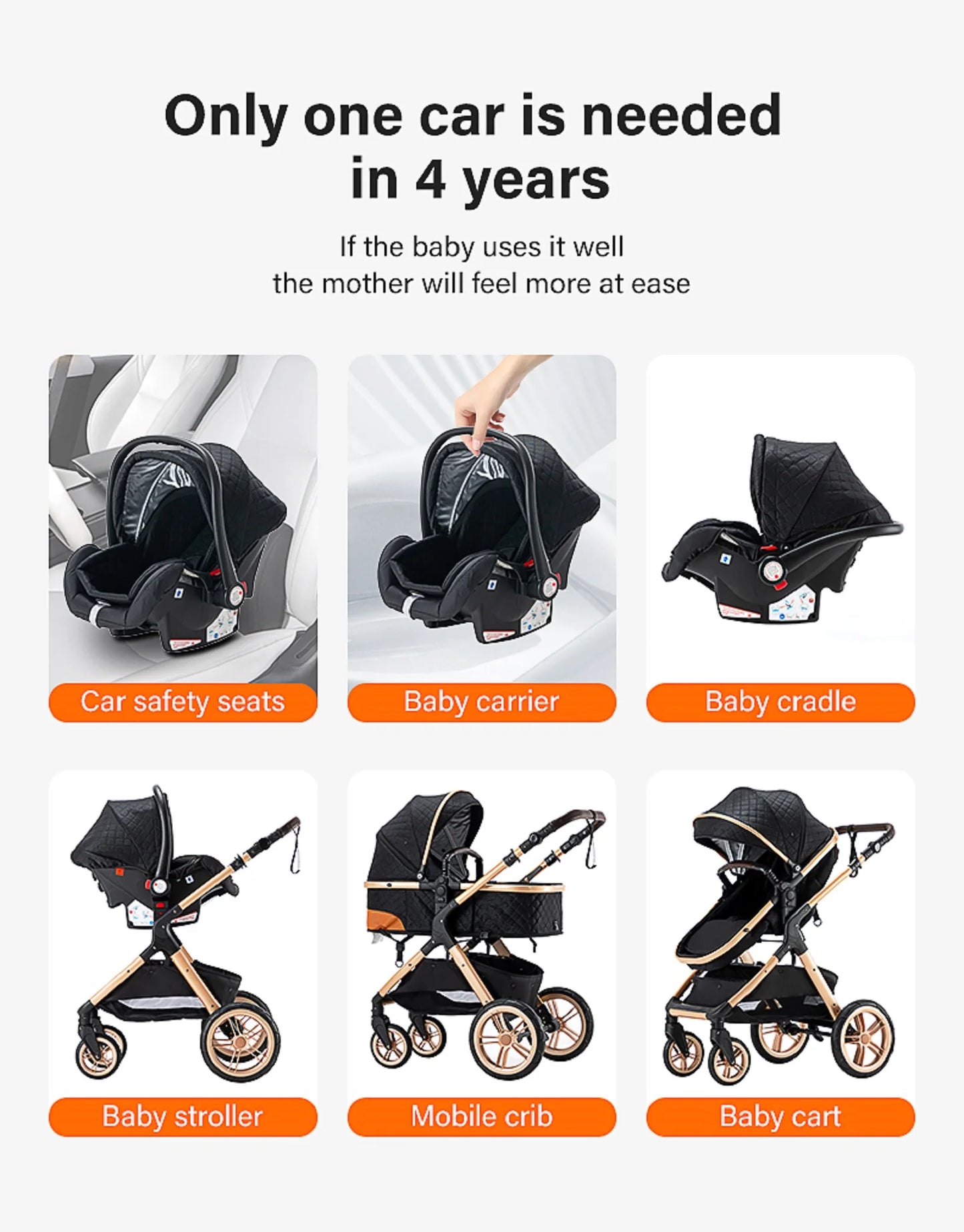 Sistema de viaje 3 en 1 para bebés, cochecito ligero para recién nacidos, plegable compacto, cochecito de invierno, cochecito para bebés, todoterreno