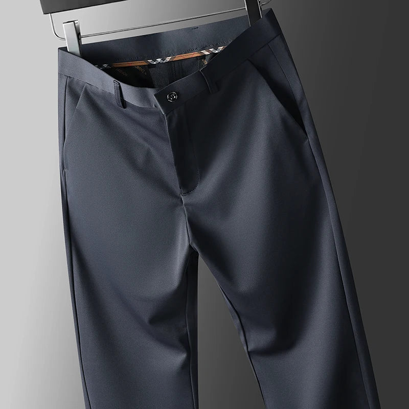 Pantalones Casuales de Negocios para Hombre con Elasticidad en Cuatro Direcciones, Pantalones de Vestir para Primavera/Otoño, Pantalones Formales, Pantalones Casuales Elásticos