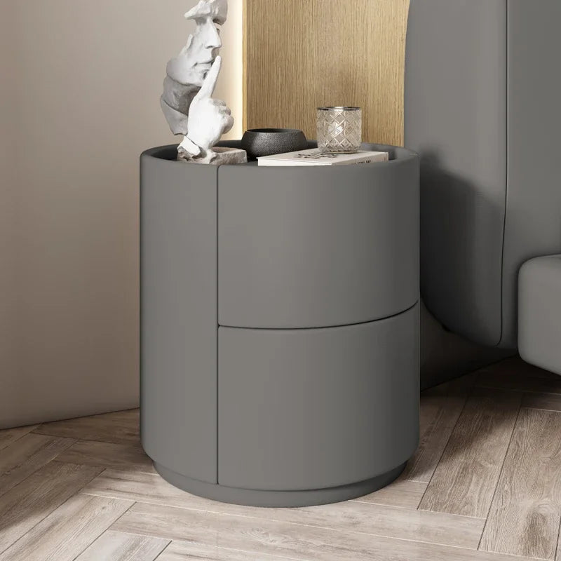 Gabinete lateral para sofá de sala de estar, mesita de noche redonda creativa de madera maciza, nuevo gabinete de almacenamiento para dormitorio pequeño y moderno y sencillo