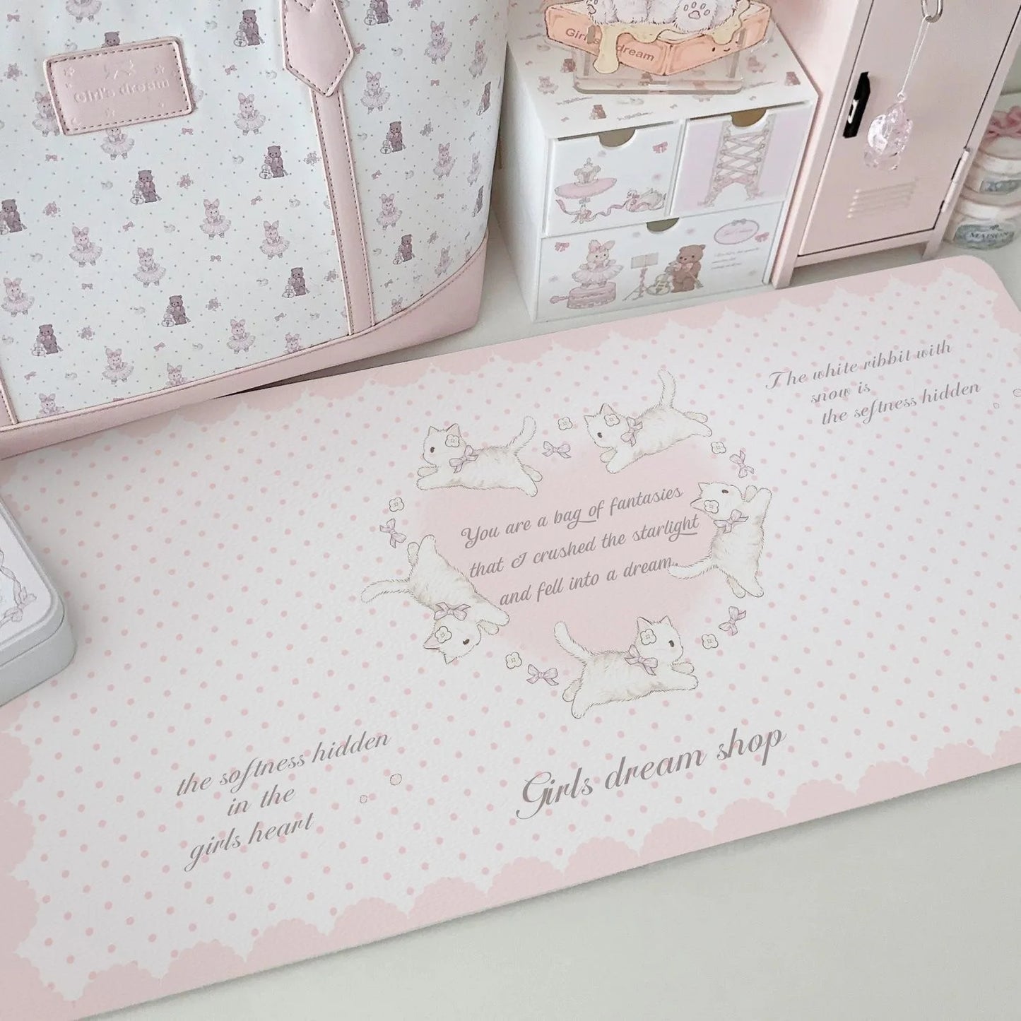 Protector de almohadilla de escritorio de cuero, alfombrilla de ratón de amor con gradiente de conejito rosa, alfombrilla de escritorio de oficina, impermeable, antideslizante, PU, secante de escritorio