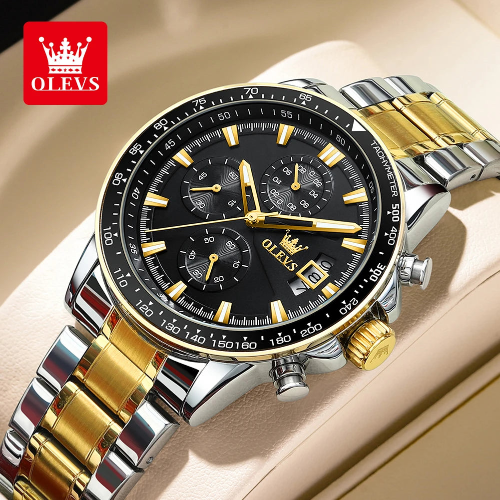 Reloj OLEVS TY705 para Hombre, Reloj de Cuarzo Luminoso de Lujo a Prueba de Agua, Reloj Multifuncional con Cronómetro, Reloj Deportivo Original Exclusivo para Hombre