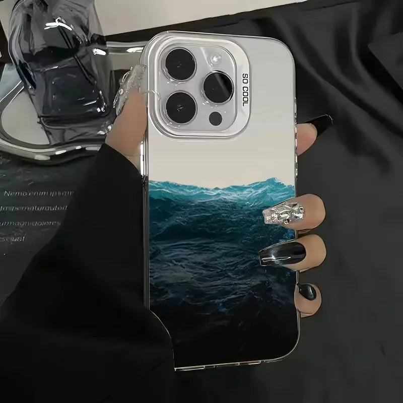 Funda de teléfono para iPhone 16E, fundas para iPhone 16 15 14 13 11 12 Pro Max 16 15 14 Plus, nueva funda colorida para teléfono con estampado de vista de montaña