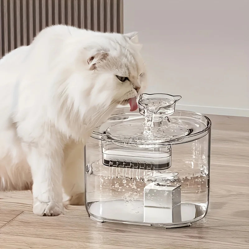 Fuente de agua para mascotas de 2,2 L, fuentes con dispensador automático de agua, agua potable dulce y filtrada y susurro, 1 ud.
