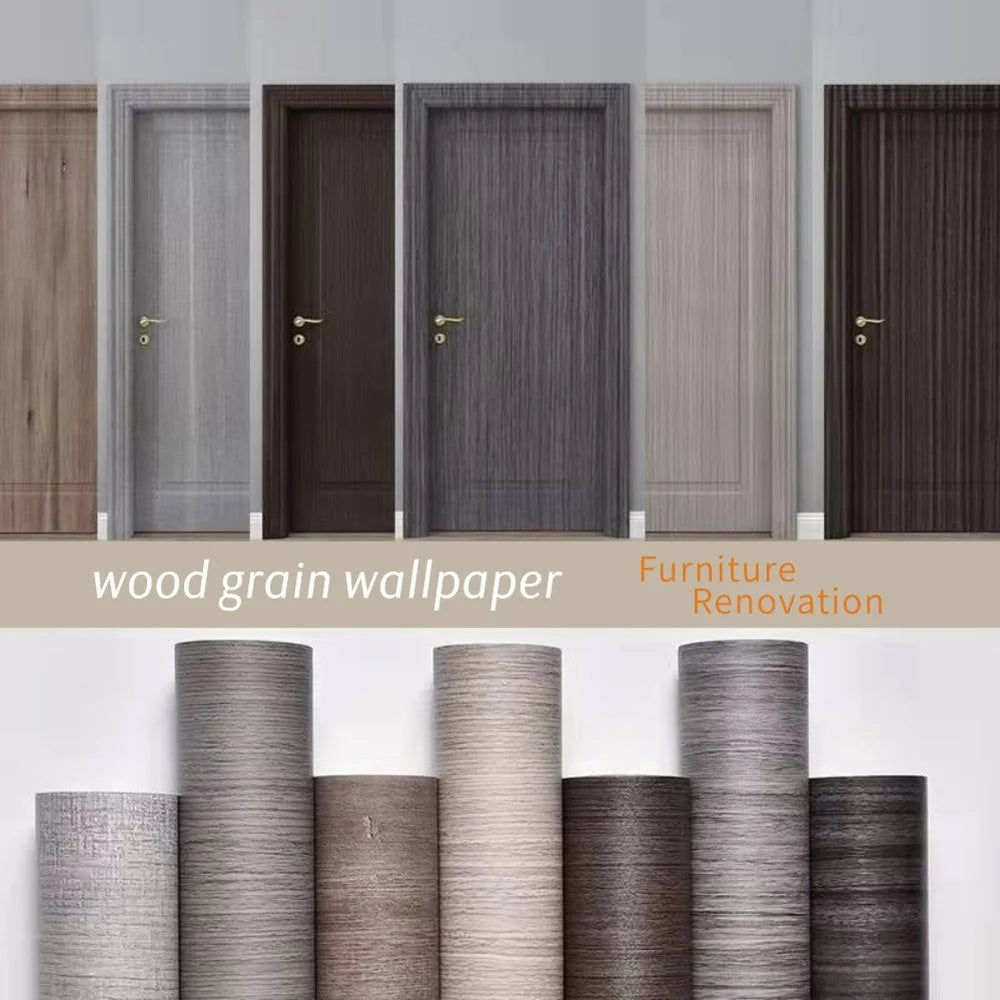 Pegatinas de puerta de grano de madera para armario, mesa, armario, muebles, papel tapiz autoadhesivo de PVC impermeable, decoración del hogar