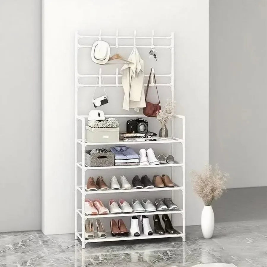 Zapatero de entrada multifuncional: gran capacidad, organizador de almacenamiento de 3 capas para zapatos, bolsos y accesorios.