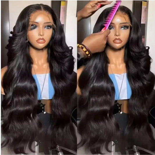 Peluca Frontal de Encaje Ondulado 13x6 de Cabello Humano, Pre-arrancada, Sin Pegamento, Pelucas de Encaje Transparente HD Brasileño Ondulado 13x4 para Mujer