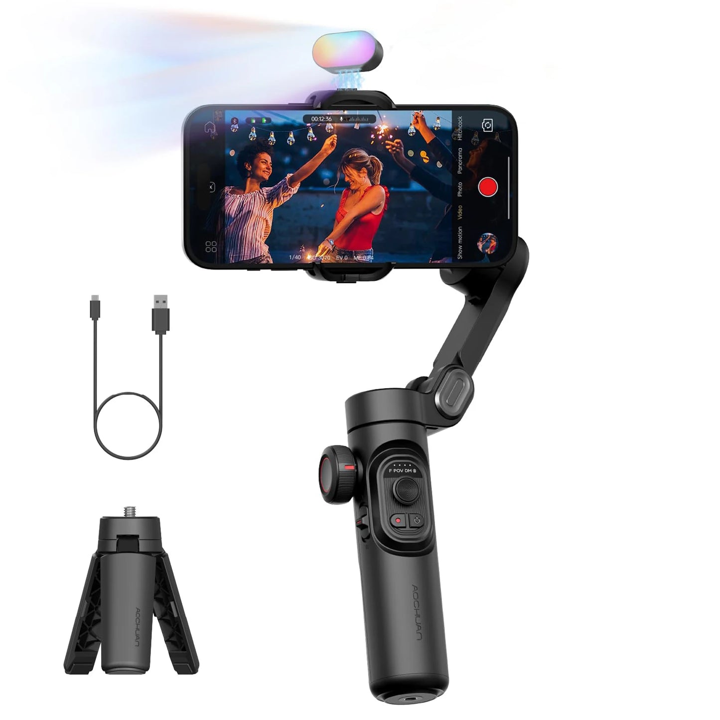 AOCHUAN Smart XE Estabilizador de cardán portátil de 3 ejes para teléfono inteligente iPhone Android Seguimiento facial Vlog Transmisión en vivo