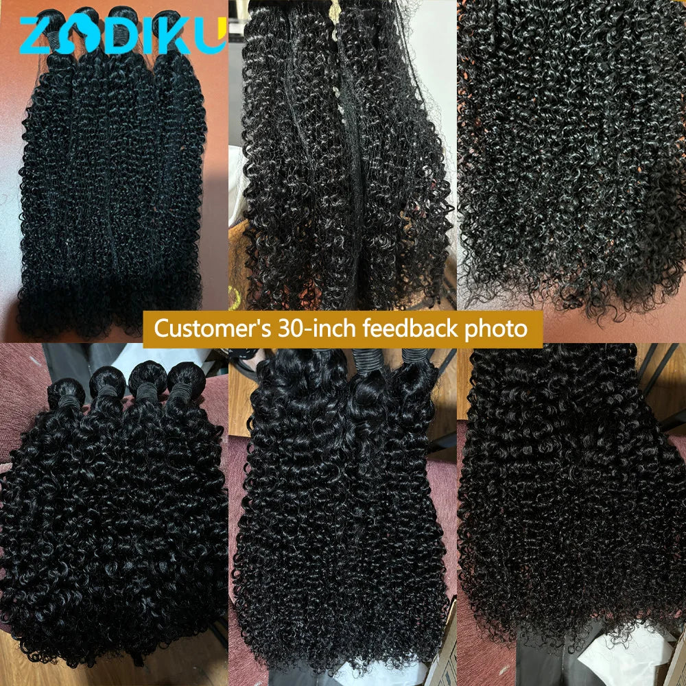 Mechones de pelo rizado, 100% mechones de cabello humano sin procesar con cierre 4X4, mechones de pelo rizado birmano, cabello humano con cierre