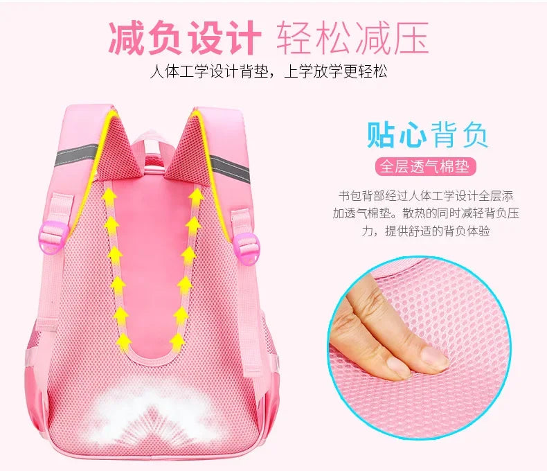 Mochila Escolar Ligera para Niñas de 6 a 12 Años, Linda Mochila con Lazo de Puntos, con Correas Acolchadas Ergonómicas