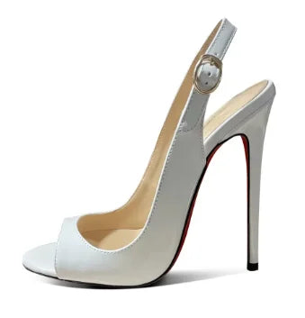 Nuevas sandalias con punta vacía de Boca de pescado negra de 12cm con suela de lápiz labial ultraligera sexy tacones altos para mujer con tacones delgados