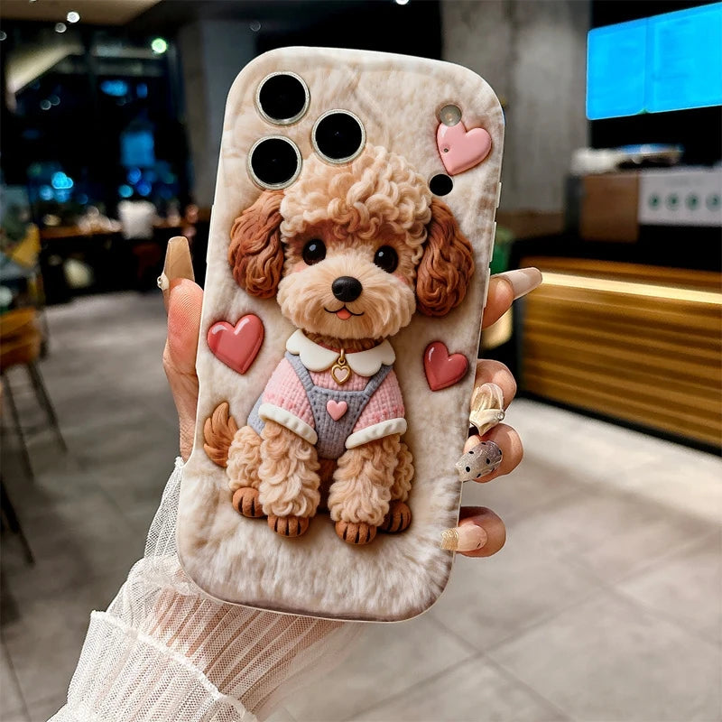 Funda de teléfono con diseño de perro marrón para iPhone 17 16 15 14 11 12 13 Pro Max Plus Mini 16/17E 17 Air, a prueba de golpes, de silicona suave.