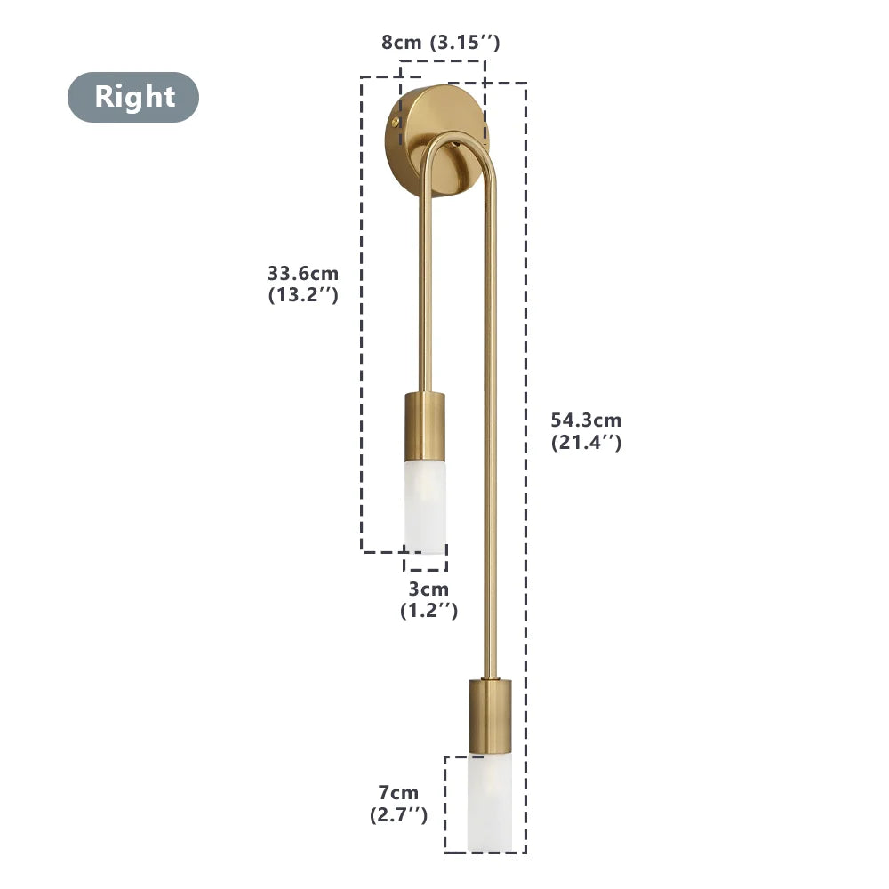 Lámpara de Pared LED Moderna Dorada, Estilo Nórdico, Larga y Rectangular, para Sala de Estar, Dormitorio, Baño, Pasillo, Decoración Interior