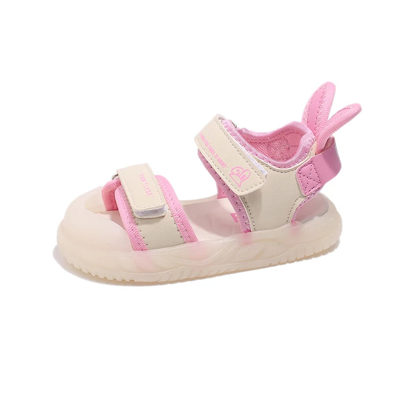 Sandalias de dibujos animados para niños y niñas, zapatos de playa suaves, informales, antideslizantes, color rosa verdoso, de 2 a 12 años