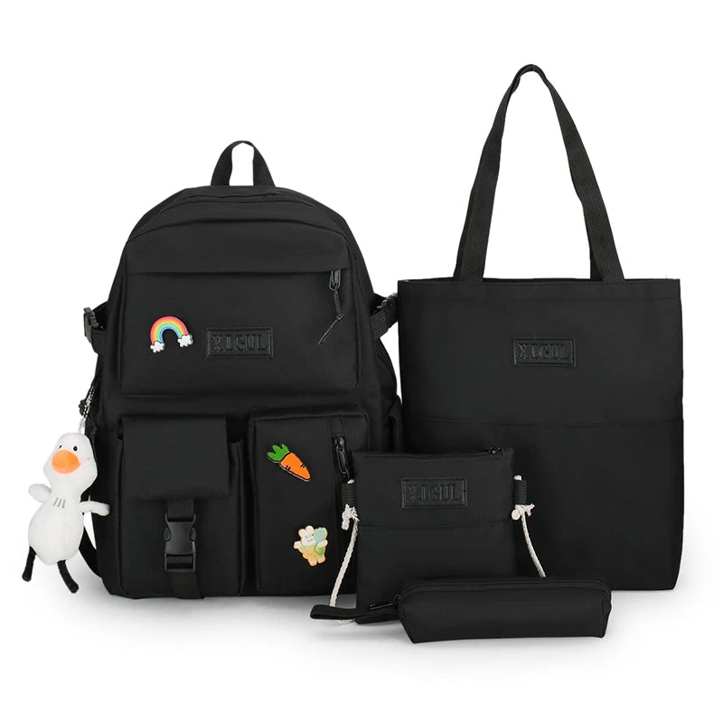 Mochila escolar Kawaii para niños y niñas, conjunto de 4 piezas, mochilas escolares para adolescentes y niñas