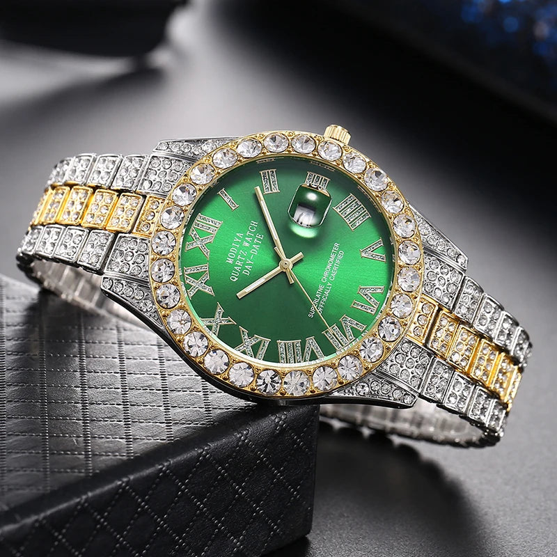 Reloj de lujo para mujer con sensación de alta gama, calendario moderno y moderno, cielo estrellado romano, reloj de cuarzo con tachuelas de diamantes