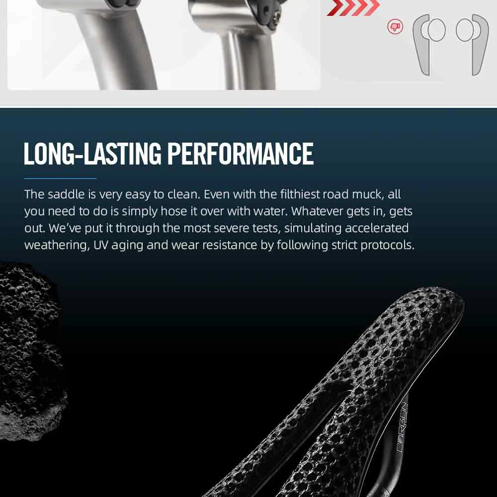 RYET-sillín de carbono para bicicleta con estampado 3D, 140mm, 142mm, superligero, para carreras de montaña, EVA, cojín para asiento de bicicleta, pieza de asiento para ciclismo