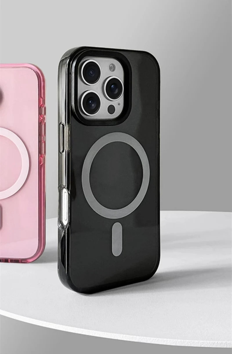 Funda Transparente de Silicona Suave con Carga Inalámbrica MagSafe en Colores Neón para iPhone 17, 17 Pro Max, 15, 16 Pro, 13, 14, 12