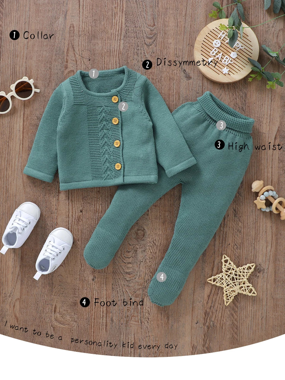 Conjuntos de ropa para niñas pequeñas, suéteres lisos de manga larga, cárdigans y pantalones, trajes tejidos para recién nacidos de 0 a 9m, chándales de 2 uds.