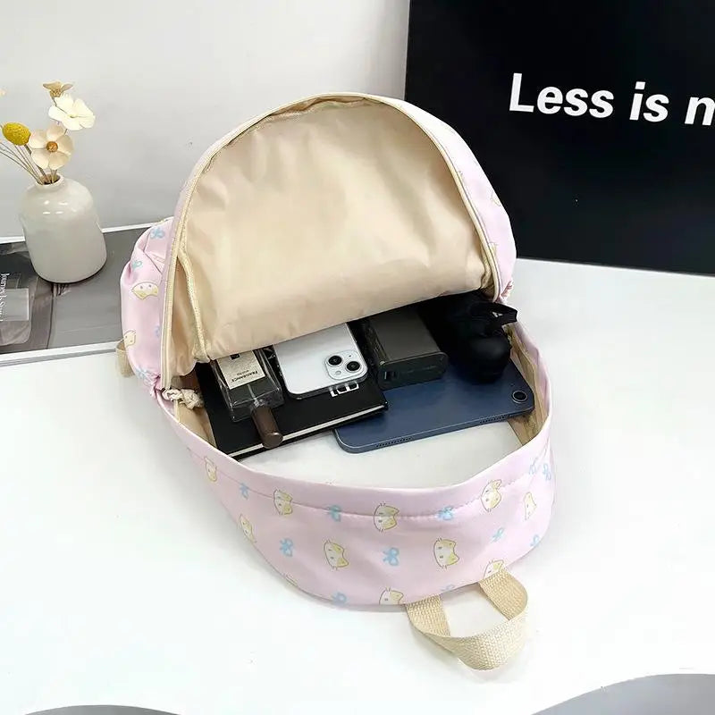 Mochila con estampado de gato de dibujos animados, mochila escolar para estudiantes de gran capacidad, bolso femenino delicado a la moda, bolsas de viaje portátiles, regalos