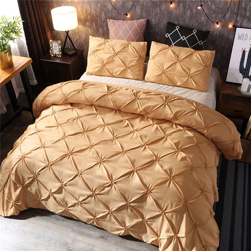 Juego de funda nórdica negra con pliegues pellizcos, ropa de cama de poliéster tamaño King, juegos de cama de lujo para uso doméstico y hotel (sin relleno ni sábana), 2/3 Uds.