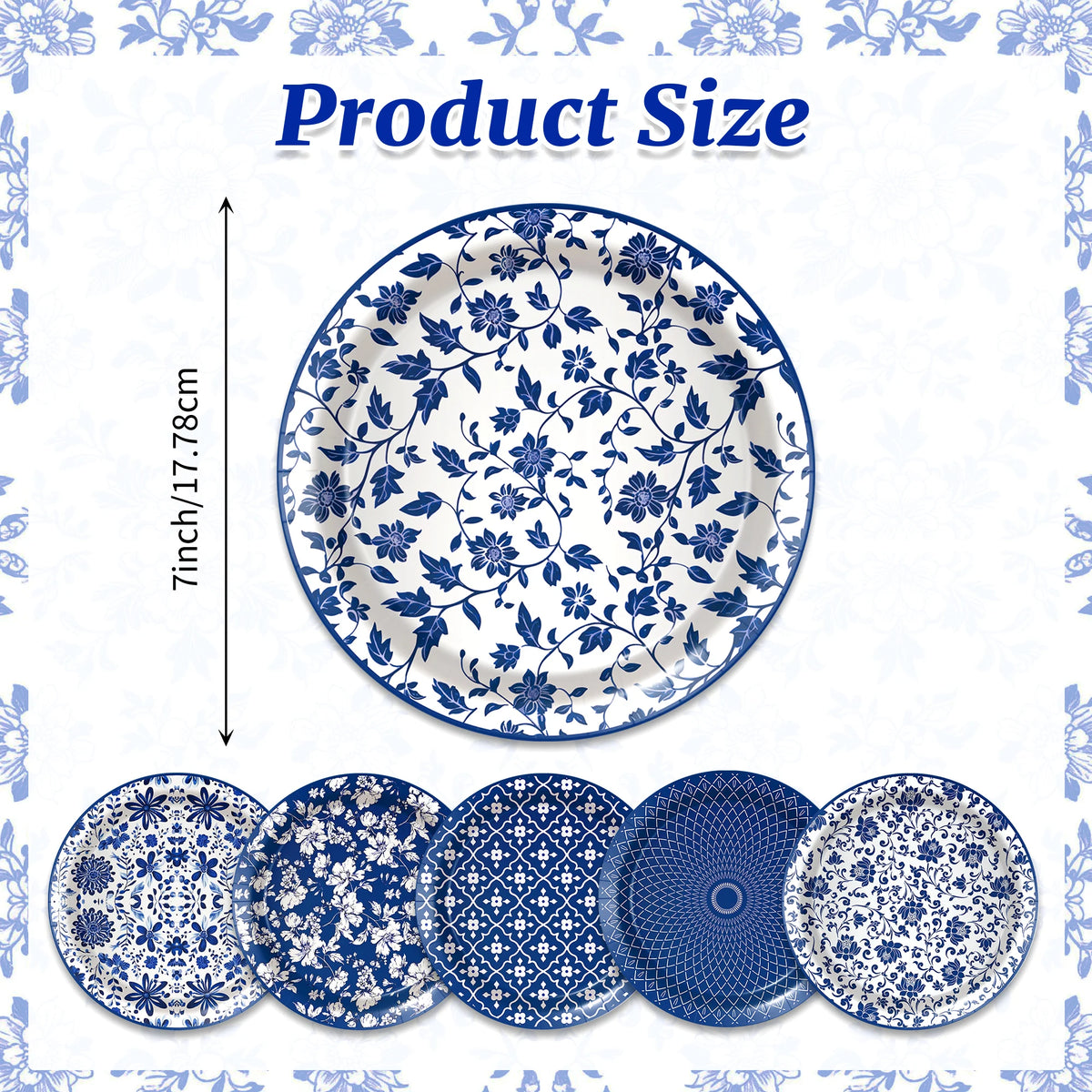 Platos de papel de porcelana azul y blanca, servilletas, vajilla para decoración de cumpleaños, decoración de bodas, decoración de mesa, suministros para fiestas