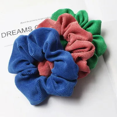 Cordón Scrunchie Otoño Invierno pana tela sólida Scrunchies conjunto bandas elásticas para el cabello moda Cola de Caballo lazo para el cabello cuerda sombreros 3PK