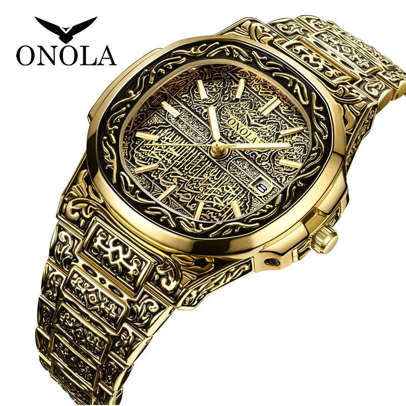 Relojes para hombre ONOLA, relojes de pulsera de cuarzo informales a la moda, reloj masculino de marca superior, relojes de pulsera de cuero de lujo con calendario