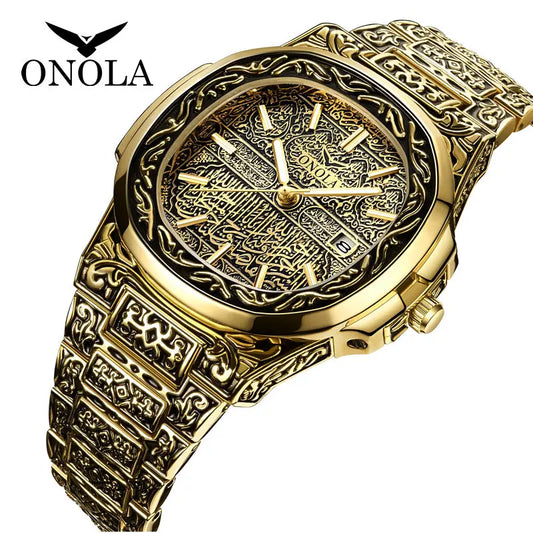 Relojes para hombre ONOLA, relojes de pulsera de cuarzo informales a la moda, reloj masculino de marca superior, relojes de pulsera de cuero de lujo con calendario