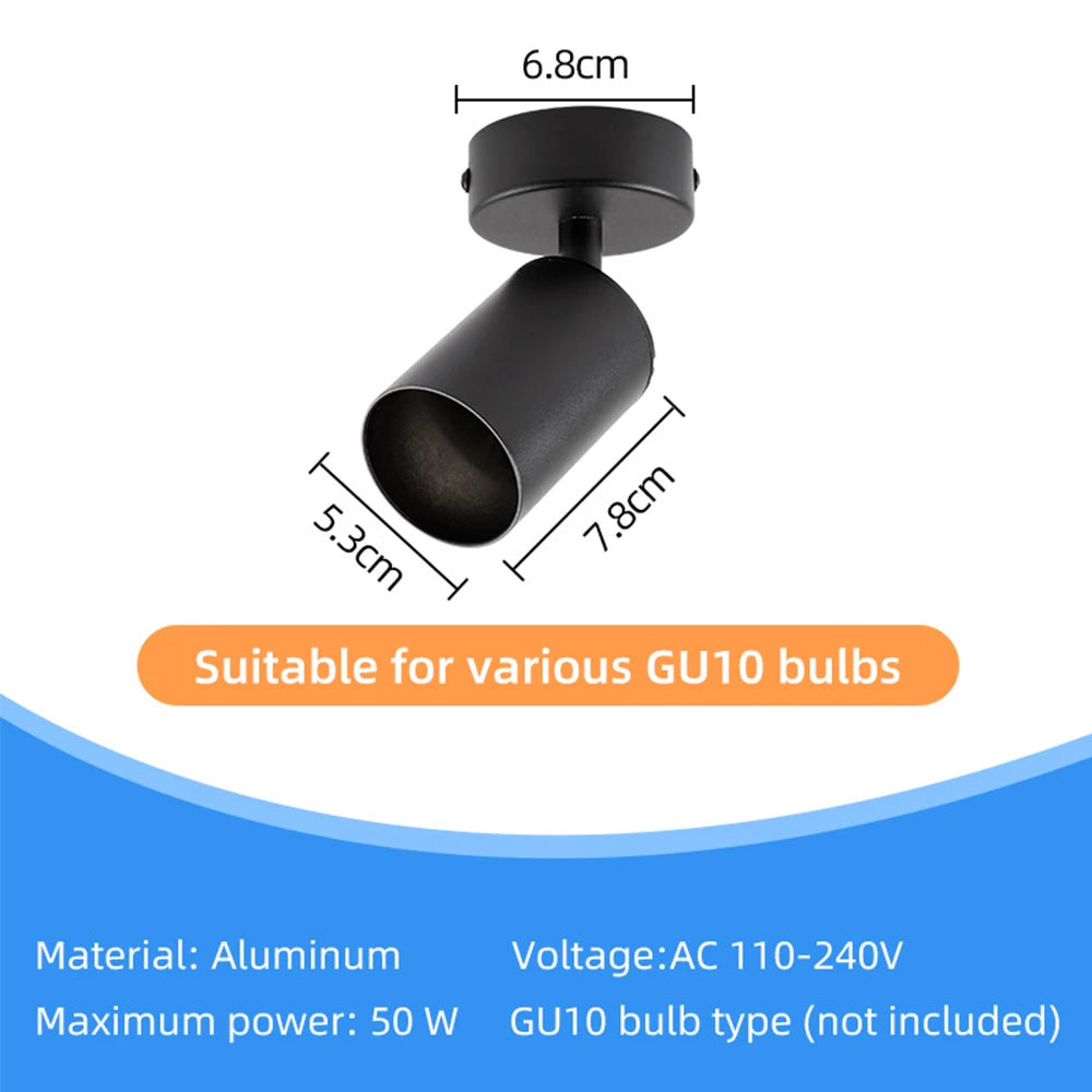 Lámpara de techo, luz de pista LED para dormitorio, pasillo, tienda, lámpara superior, bombilla GU10, iluminación de repuesto, focos LED ajustables