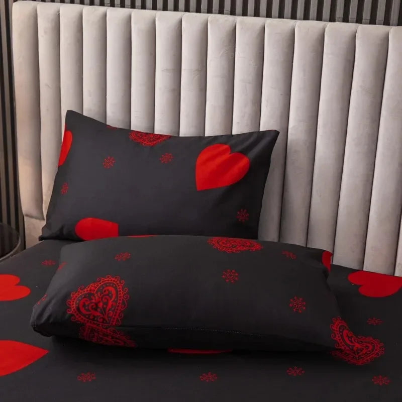 Funda nórdica cepillada estampada, funda de almohada, juego de tres piezas, funda de cama de tela respetuosa con la piel de alta calidad (sin sábana), 3 uds.