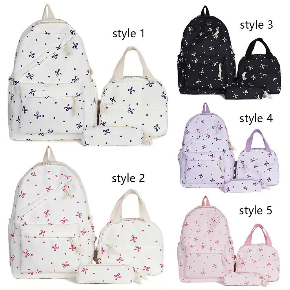 Mochila escolar universitaria con pajarita, 3 uds., con fiambrera, estuche para lápices, mochilas bonitas para niñas, conjunto de mochila escolar para chicas adolescentes