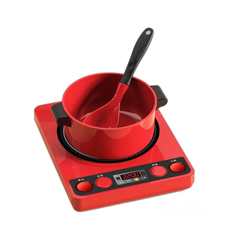Juego de cocina educativo para niños: utensilios de cocina para juego de imitación con cocina de inducción simulada, juguetes de cocina y corte para niños
