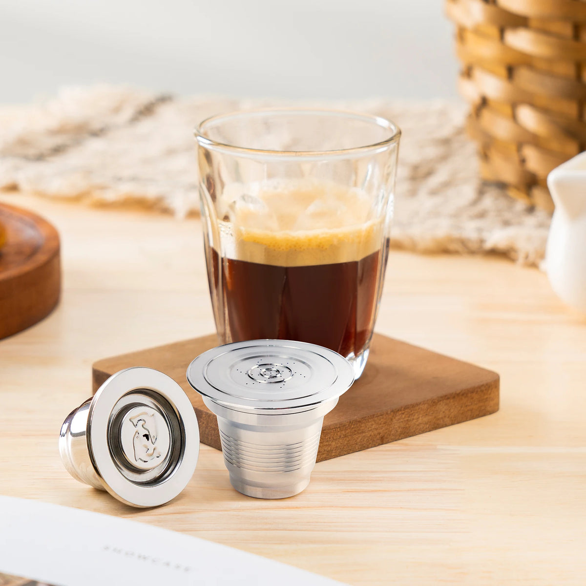 Cápsulas de café reutilizables de acero inoxidable compatibles con cápsulas de café recargables L'OR Barista LM8012 Metal L'or Espresso Pods