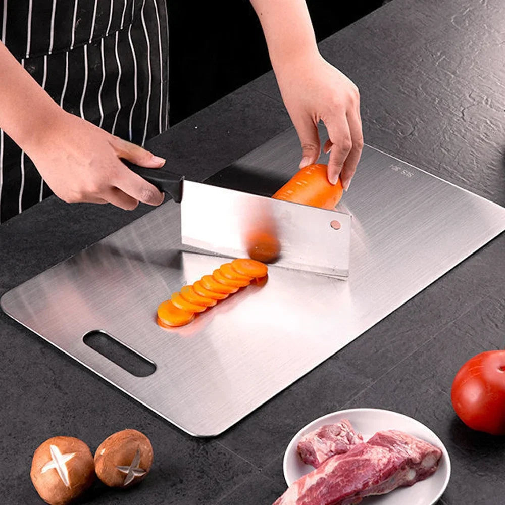 WXCOO Tabla de Cortar de Acero Inoxidable, Tabla de Cortar de Doble Cara, Tabla para Amasar, para Cocina y Hogar
