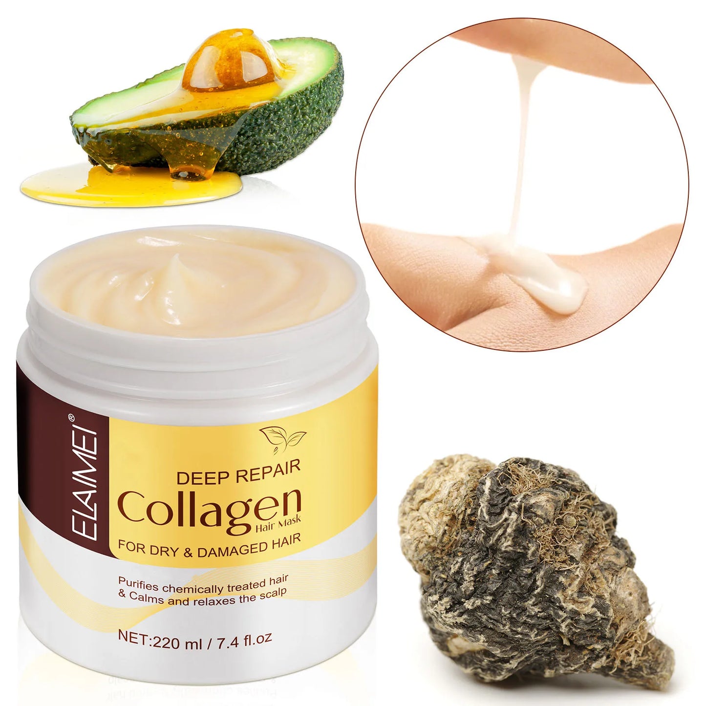 Mascarilla para el cabello de 50ml, aceite potente y 220ml, previene la sequedad, repara el daño, Frizz, enredos, 5 segundos, cuidado suave y suave