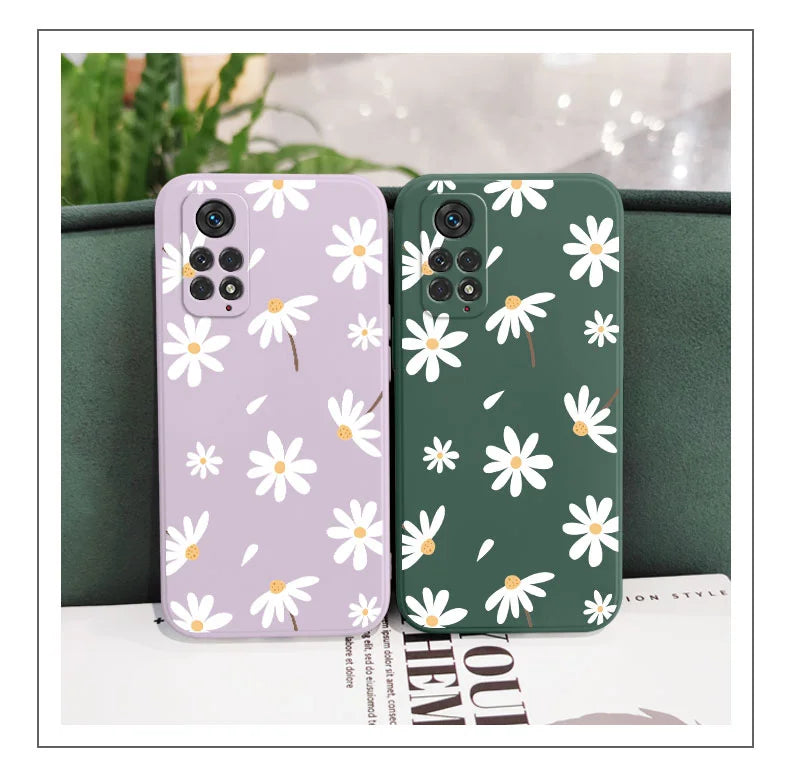 Funda de teléfono con diseño de margaritas para Xiaomi Redmi Note 14 13 12 12S 11 11S 10 10A 10T 10S 9T 9 8 7 Pro Plus 10C 4G 5G