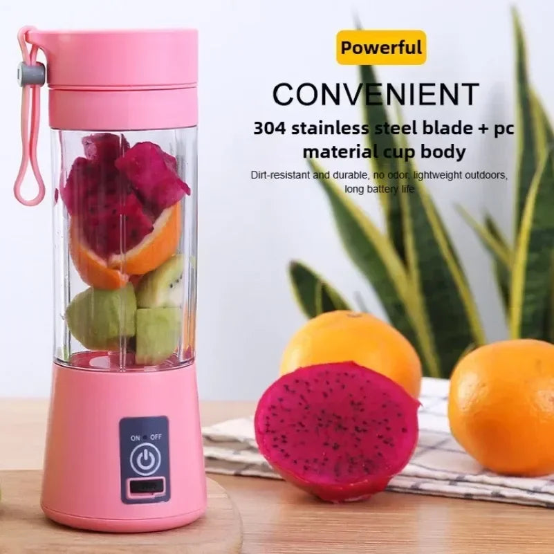Licuadora Eléctrica Portátil Recargable, Vaso Mezclador de Frutas para Viajes, Mini Batidora para Smoothies y Batidos