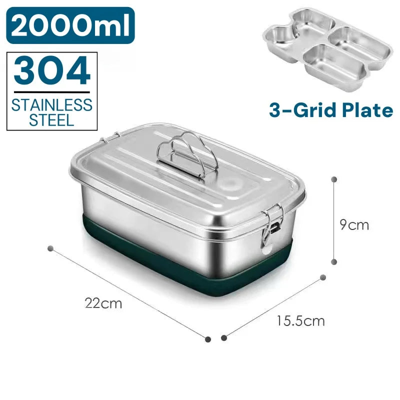 Lonchera de Acero Inoxidable 304, Hermética y a Prueba de Fugas, Bento Box de 1/2 Capas, Contenedores para Almacenamiento de Alimentos con Cierre para Adultos