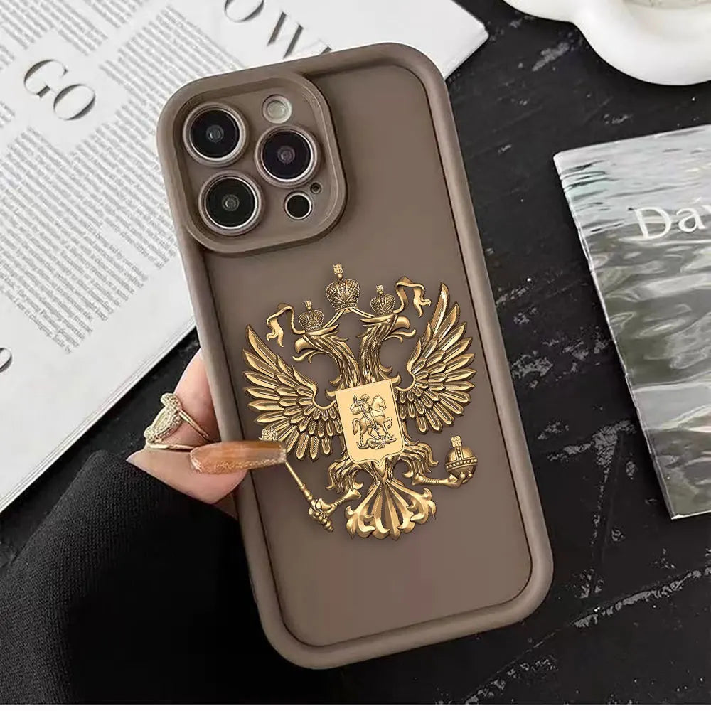 Funda de teléfono con emblema de banderas rusas para iPhone 15 14 13 12 11 Pro XS Max X XR SE 7 8 6 6S Plus Funda de silicona suave Funda Coque
