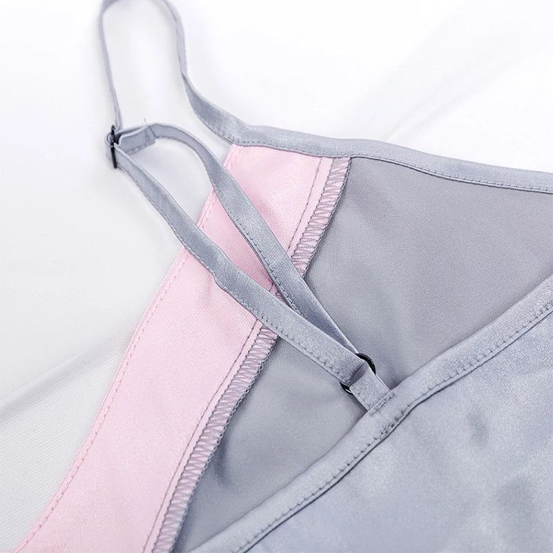 Pijama de encaje con estampado de puntos para mujer, conjuntos de Pijama con cuello en V, lencería Sexy de satén elástico, ropa de dormir, ropa de dormir para el hogar