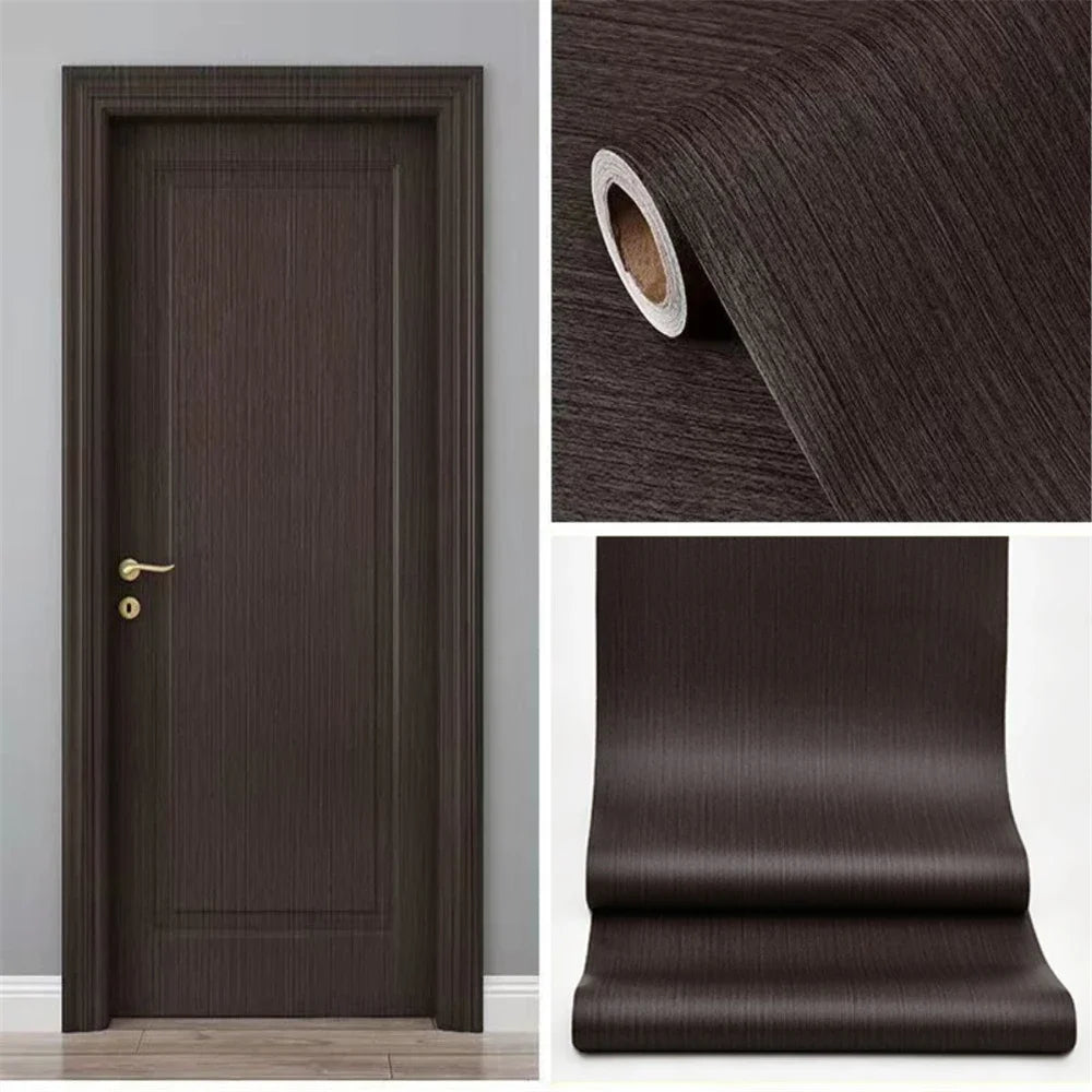 Pegatinas de puerta de grano de madera para armario, mesa, armario, muebles, papel tapiz autoadhesivo de PVC impermeable, decoración del hogar